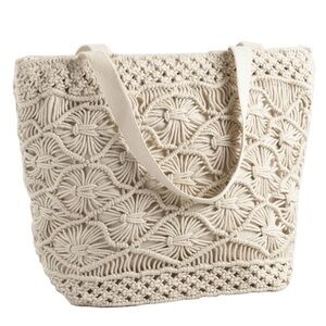 World Market Cream Macramé insulated picnic/beach Tote Bag